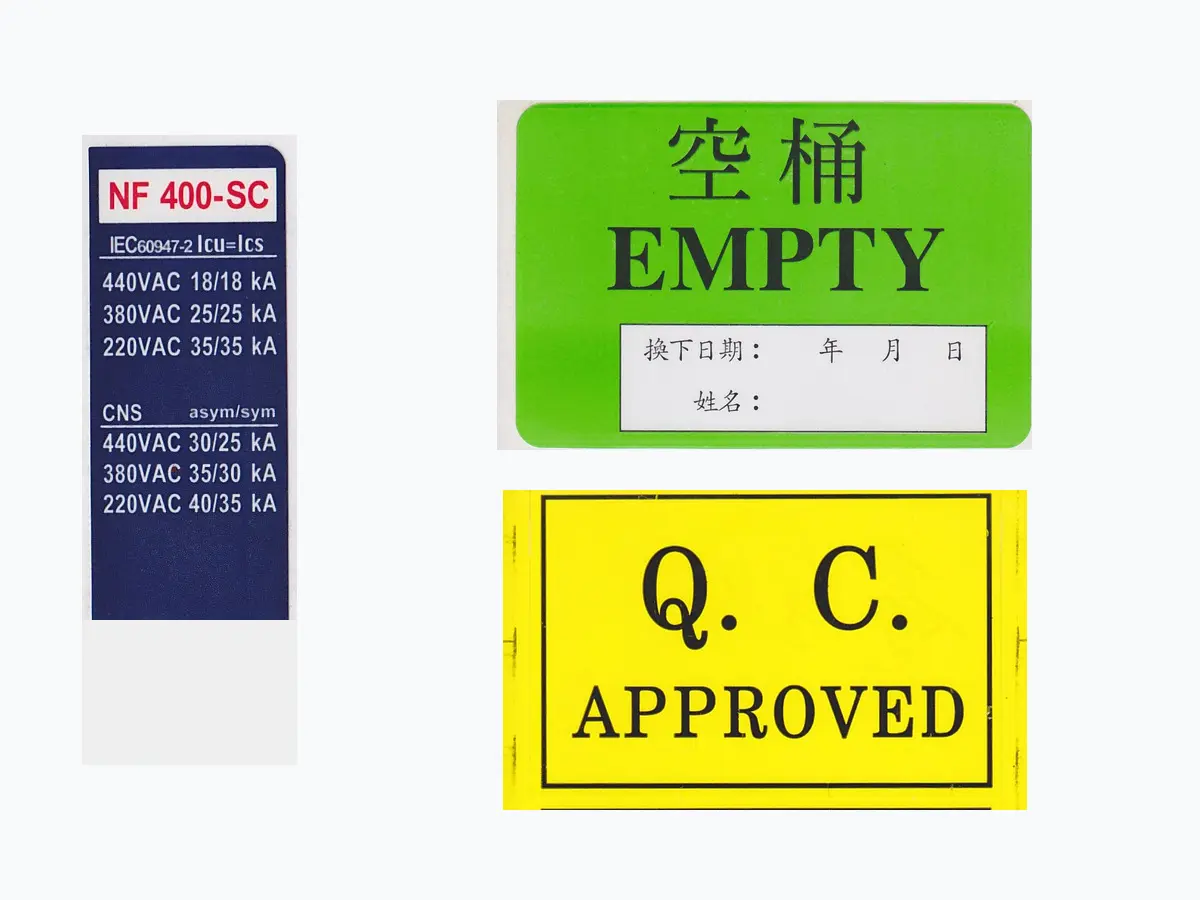 設備與管理標籤貼紙
